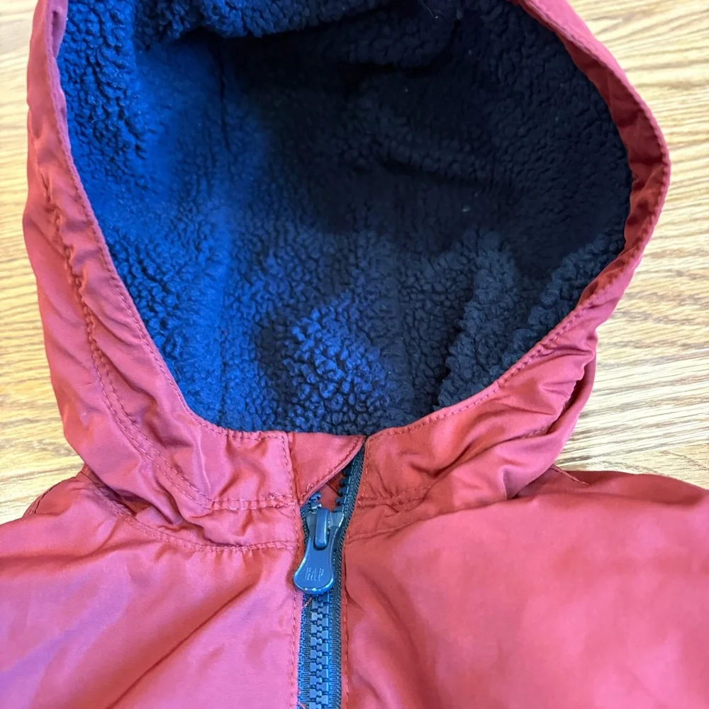 Baby Gap Deep Red Boy‎ Fleece Lined Jacket Dinosaur Spike 12-18 size